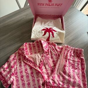 Authentic Women’s Pink Palm Puff Pajamas - Pink XS